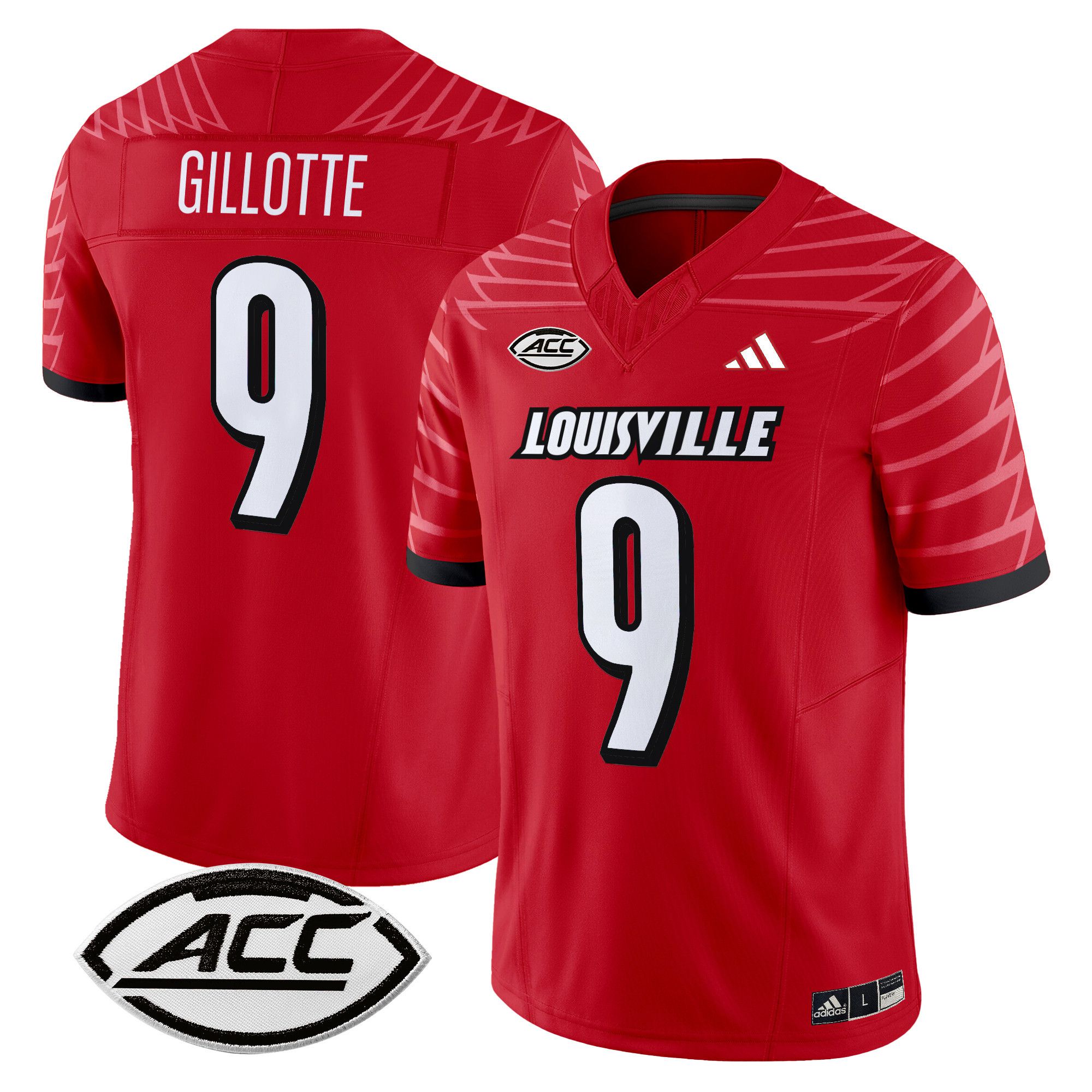 Men Louisville Cardinals #9 Gillotte Red 2024 Vapor Limited NCAA Jersey style 1->more ncaa teams->NCAA Jersey